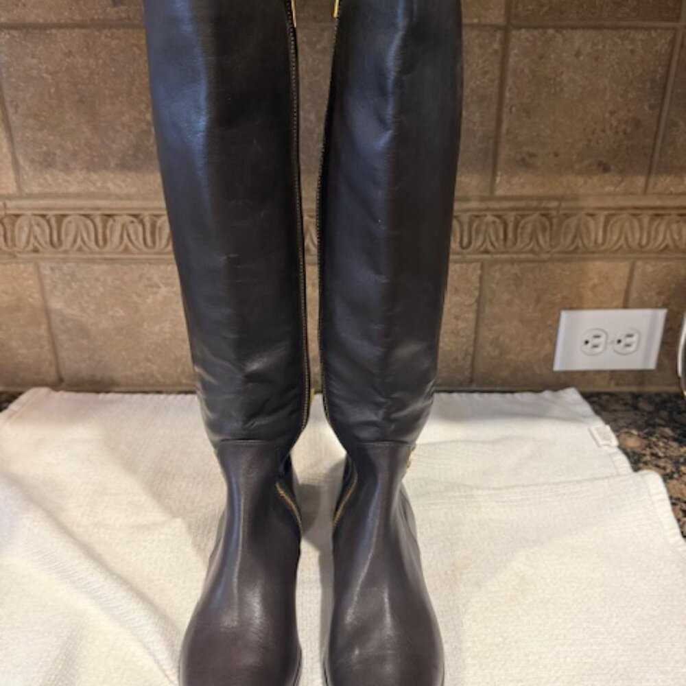 Michael Kors Womens Hamilton Riding Boots Leather Knee Brown Size 6M PW15E